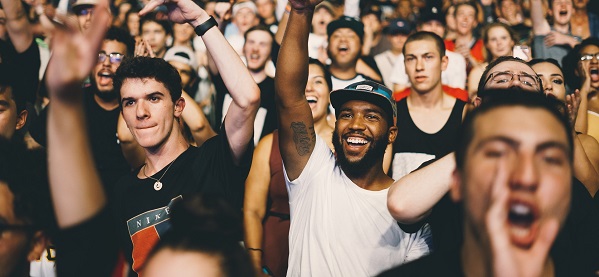 Photo d'une foule en délire pendant un concert